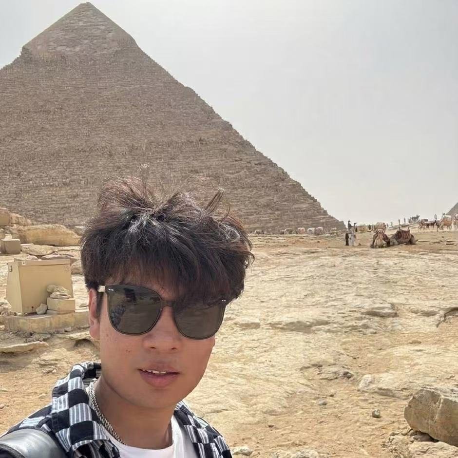 Ethan visiting the pyramids in Egypt