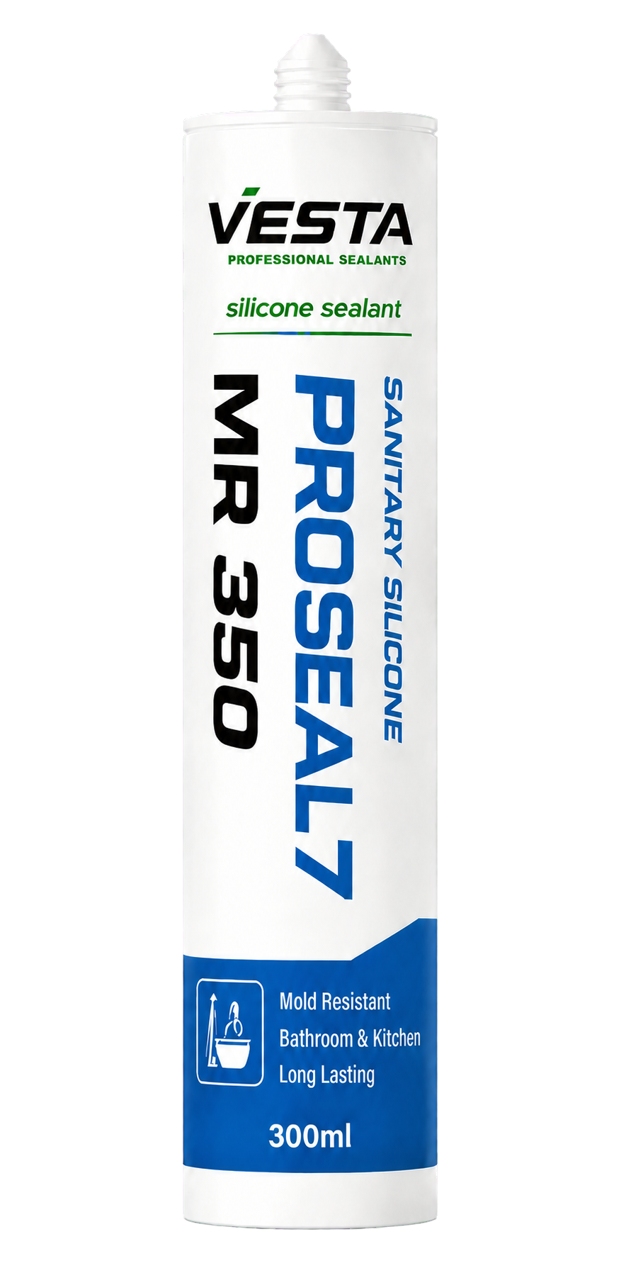 Vesta MR350 mold-resistant sanitary silicone sealant cartridge